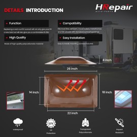 HRepair SL1422 RV Skylight Replacement,18" x 26" Camper Skylight fits Standard 14" x 22" Openings 16" x 26" Overall,RV Shower Bathroom Skylight Cover - SL1422S(Smoke)