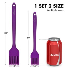 HOTEC 5 pieces Set Basting Brushes Silicone Heat Resistant Pastry Brushes Spread Oil Butter Sauce Marinades for BBQ Grill Barbecue Baking Kitchen Cooking BPA Free Dishwasher Safe (Purple)