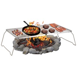 Brentwood BB-17X25SS 25” x 17” Heavy Duty Stainless Steel Portable Folding Campfire Grill with Carry Bag