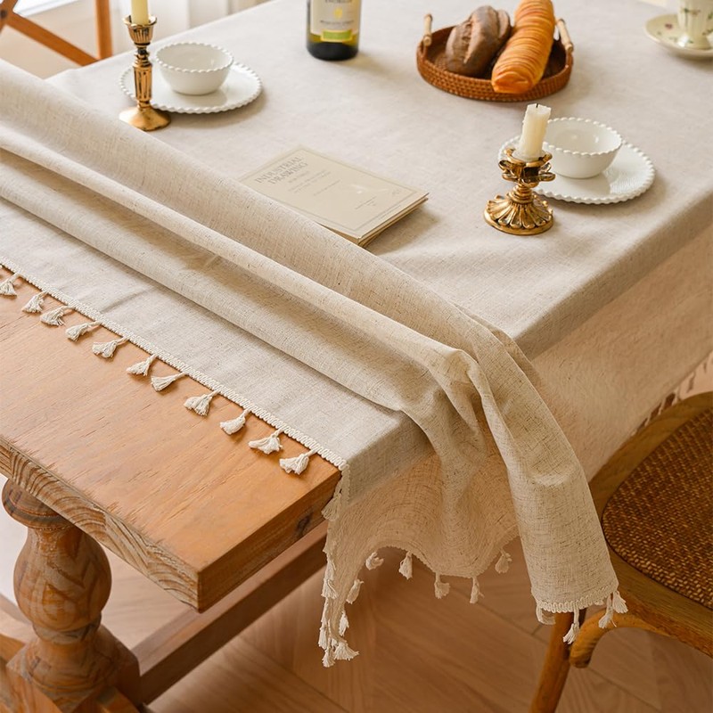 Anaado Cotton Table Cloth for Dining Table 4 Seater, Linen