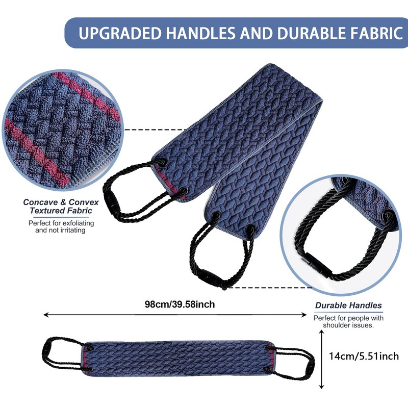 Double Sided Back Scrubber with Long Handle, Exfoliating Shower Brush