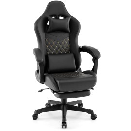 Costway Gaming Chair with Footrest Ergonomic Video Game Computer Chair w/Headrest