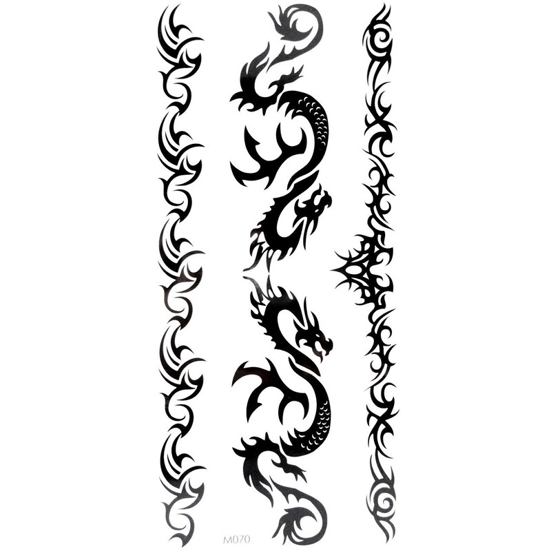 10 Christmas Temporary Tattoos Ephemeres Black Maori Non-Toxic (20CMX12 cm).