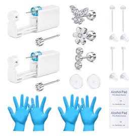 VFUN Self Ear Piercing Gun, Disposable Ear Piercing Gun, Gold Silver Ear Piercing Set Kit Tool for Bussiness Pierce Yourself at Home, stainless steel