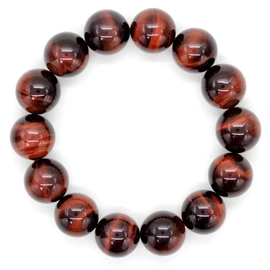 Shikui b463 Red Tiger Eye Bracelet, 0.6 inch (16 mm), Natural Stone, Power Stone, Men's, Money Luck, Work, Gambling Luck, tiger's eye