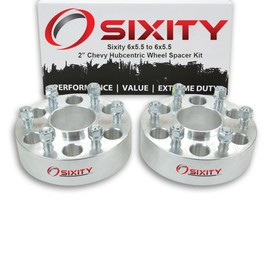 2 pc Sixity 2" 6x5.5 Wheel Spacers compatible with Chevy Pickup Suburban Blazer Tahoe 1500 M14x1.5mm 1.25in Hubcentric