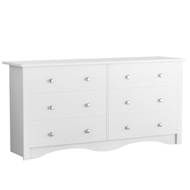 Flamaker 6 Drawer Dresser Chests for Bedroom, Storage Dressers Organizer with Anti-Tilt Devices, Modern Wide Wood Chest of Drawers for Living Room Hallway Entryway (White)