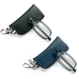 REAVEE 2 Pack Folding Reading Glasses for Men Women with Keychain Compact Bags Blue Light Blocking Portable Pocket Computer Readers,Black and Blue 4.0