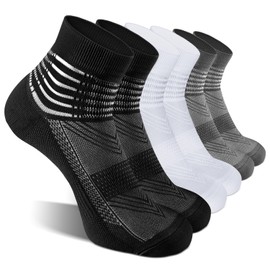 Compression Ankle Support Socks Women Men Running Coolmax Wicking Cushioned Athletic Plantar Fasciitis Relief 3 Pairs