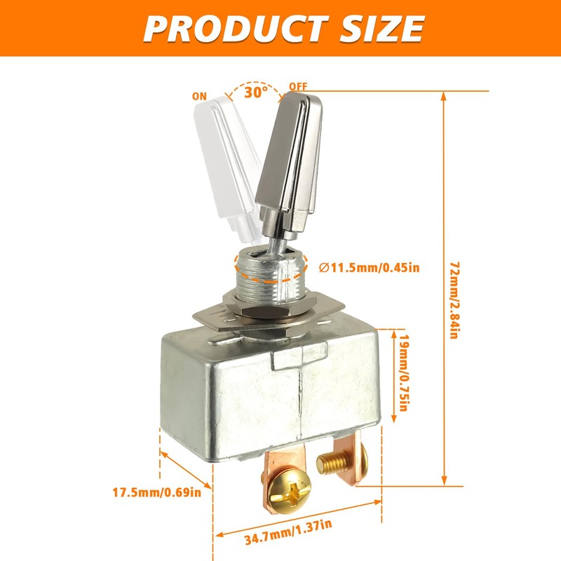 HUAREW 50 Amp 12V Heavy Duty Toggle Switch SPDT 2