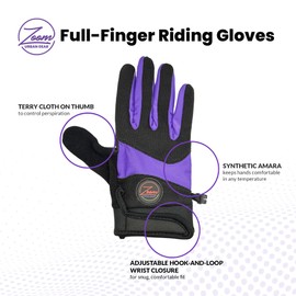 Zoom Urban Gear Full-Finger Riding Gloves – Anti-Slip Shock-Absorbing BMX, MTB, Cycling, Dirt Bike, Motorcycle, 4-Wheeler & E-Scooter Gloves – Touchscreen, Breathable, Protective (Indigo, X-Large)