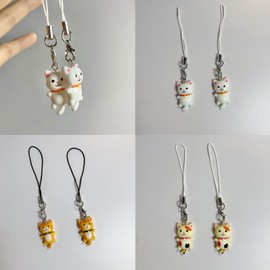 MENGZHIAO Pendant Keychain,Lovely Cat Pendant Phone Chain Strap Kitten Charm Keychain Phone Lanyard Acrylic Keyring Bag Ornament Jewelry Gift