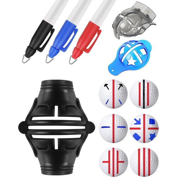 DESELL Golf Ball Markers, 180° 360° Ball Line Markers for