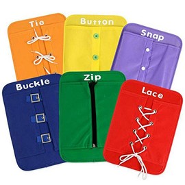Toddler Early Learning Aids Learn to Dress Board 6pcs/lot Busy Board - Zip, Snap, Button, Buckle, Lace & Tie Basic Skills Development Toy