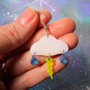 Lightweight Thunder Lightning Bolt Rain Cloud Dangle Earrings with Stainless