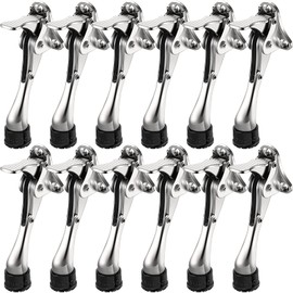 Chumia 12 Pieces Heavy Duty Door Stoppers 5.35 Inches Kickdown Adjustable Kick Down Door Stop for Bottom Easy Pedal with Rubber Tips Commercial(Silver)