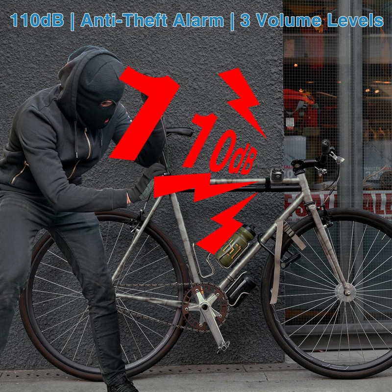 NineLeaf Bike Alarm Anti Theft with Remote Control, Rechargeable Bike