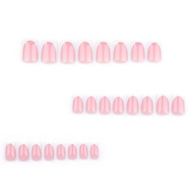 24Pcs White French Tip Press on Nails Short Fake Nails Square Shaped Glossy Solid Color Full Cover Stick on Nails with Glue Pink False Nails Acrylic Gel Fake Nails Kit for Women Girls Manicure
