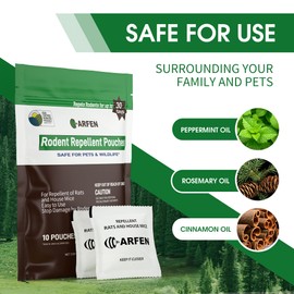 ARFEN Rodent Repellent Pouches, Peppermint Oil, All Natural, Plant Powered, Repel Mice and Rat, Squirrels, Mouse Repellent, Keep Mice Out from Indoor/Car/RV/Boat/Garage/Cabin,20 Pouches (20 Pack)
