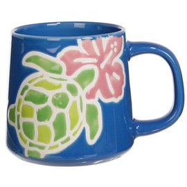 Cape Shore 16oz Stoneware Glazed Artisan Mug (Turtle & Flower)