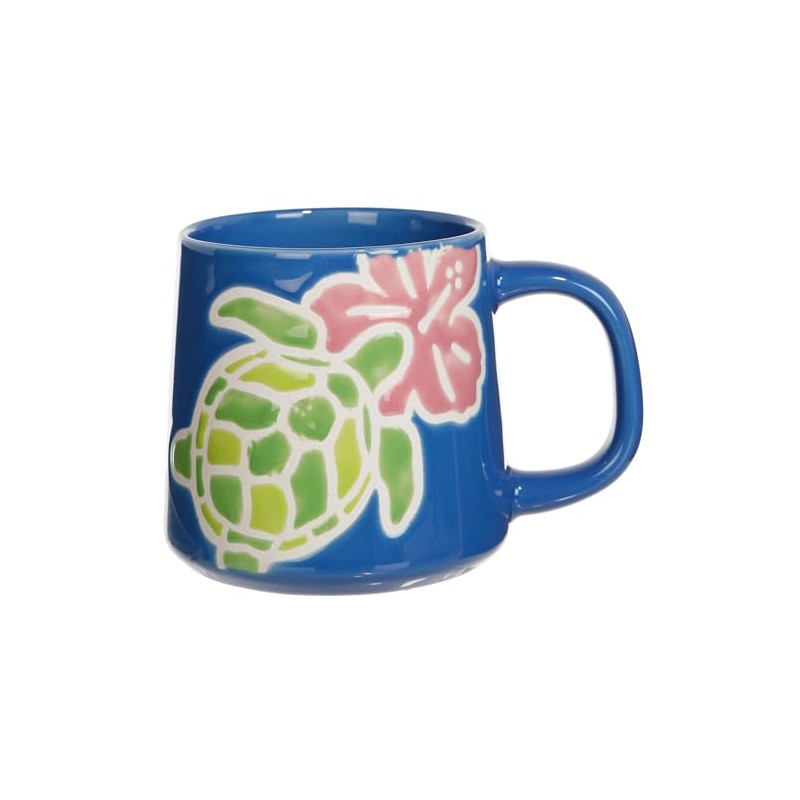 Cape Shore 16oz Stoneware Glazed Artisan Mug (Turtle & Flower)