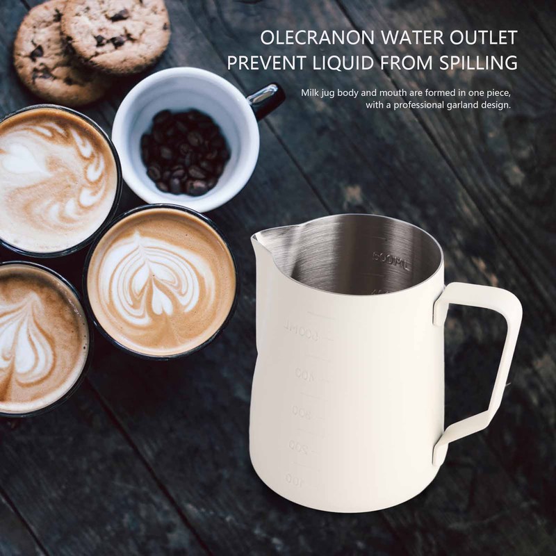 Stainless Steel Frothing Pitcher Milk Frothing Cup with Measurement Scales