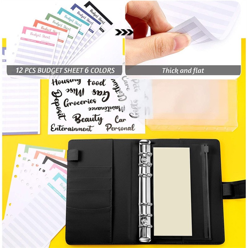 A6 PU Leather Colorful Aurora Magnetic Buckle Budget Organiser Budget