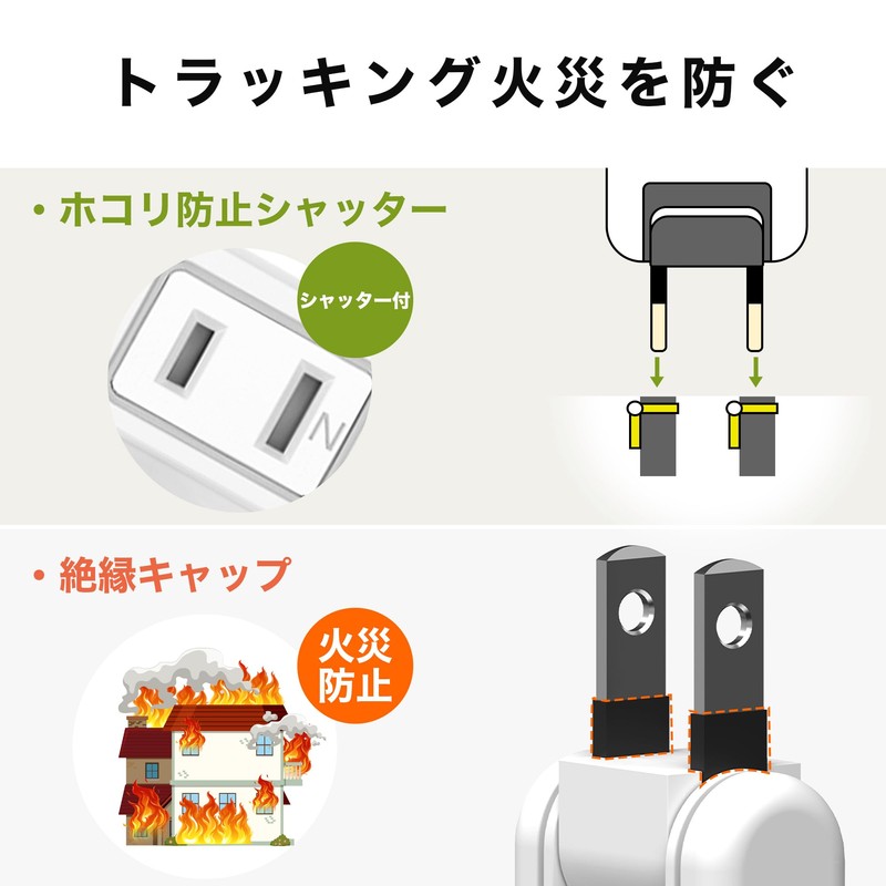 FUMITAKE Power Strip, 6 Outlets, 6.6 ft (2 m), Extension