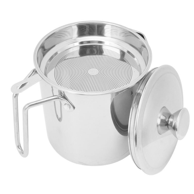 Grease Container 304 Stainless Steel Dustproof Large Capacity Fine Strainer