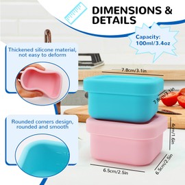 LELE LIFE Leakproof Silicone Salad Dressing Container To Go, 2Pcs 3.4oz Thickened Dip Containers for Lunches, Sauce Condiment Containers with Lids, Small Snack Containers for Fruit Nuts