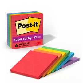 Post-it Super Sticky Notes, 4 in x 4 in, Marrakesh Collection, Lined, 6 Pads/Pack (675-6SSAN)