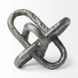 HomeRoots Petite Silver Metal Chain Link Sculpture
