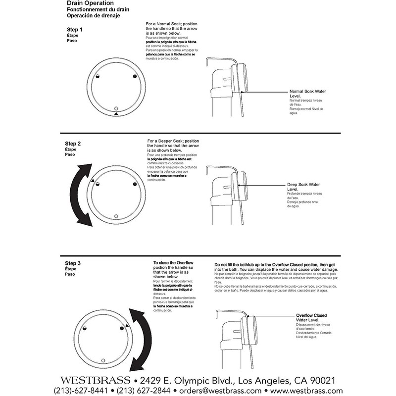 Westbrass D493CHM-06 Universal Patented Deep Soak Round Replacement 2-Hole Bathtub