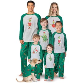 PajamaGram Fun The Grinch Pajamas - Family Christmas Pajamas Set, Gray, Mens, MD