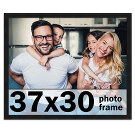 37x30 Frame Black Picture Frame - Complete Modern Photo Frame Includes UV Acrylic Shatter Guard Front, Acid Free Foam Backing Board, Hanging Hardware Wood Wall Frames for Family Photos - no Mat