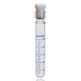 ALWSCI 25ml Heavy Wall Pressure Bottle, 3.3 Borosilicate, 25x160mm, Lab High Glass Pressure Vessel, Cylindrical with 12mm PTFE Thread Seal Plug