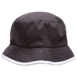 MIRMARU Summer Adventure Foldable 100% Cotton Stone-Washed Bucket hat with Trim.(Charcoal-White-SM)