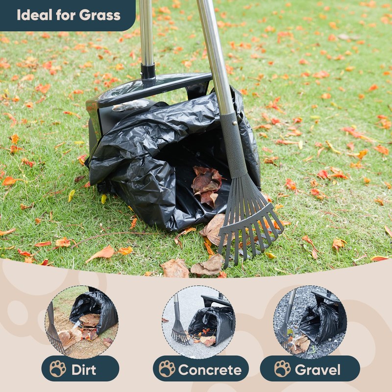 Ulugt Stainless Steel Dog Pooper Scooper,40" Long Handle Swivel Bin