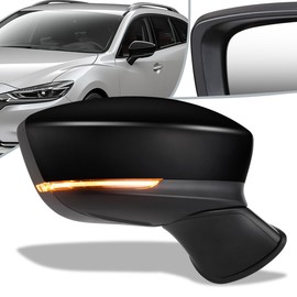OE Style Passenger Right Side Mirror Manual Folding Power Adjust Heated Glass Turn Signal Compatible with Mazda 6 17-20, Paint to Match, MA1321218