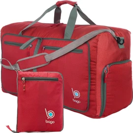 bago Duffel Bags for Traveling - 60L Spacious Duffel Bag with Shoe Compartment - Explore The World in Style & Convenience - Durable, Lightweight & Foldable Travel Duffle Bag (Red)
