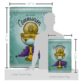 Angeleno Heritage First Communion Garden House Flag Kit Religious Faith Hope Grace Peace Dove Christian Religion Easter Decoration Banner Small Yard Gift Double-Sided, Made in USA