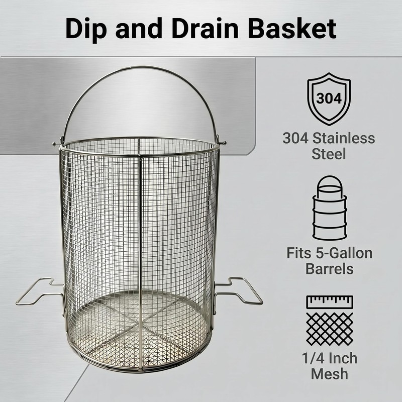 Stainless Steel Part Cleaning Strainer Basket, Fits 5-Gallon Bucket
