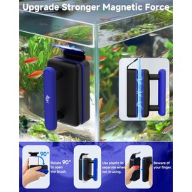 AQQA Magnetic Aquarium Fish Tank Glass Cleaner, Dual-Blades Algae Scraper Glass Cleaner Scrubber, Double Side Floating Aquarium Magnetic Brush , Thick Glass Aquariums Tank - Specification: Medium for 0.2-0.4 Inch Thick Glass Aquariums Tank