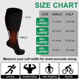 AOOWU Plus Size Compression Socks for Men and Women, 1 Pair Wide Calf Graduated Compression Stockings, Extra Large Knee High Stockings for Support Travel Running Pregnancy Edema Nurses, 20-30 mmHg