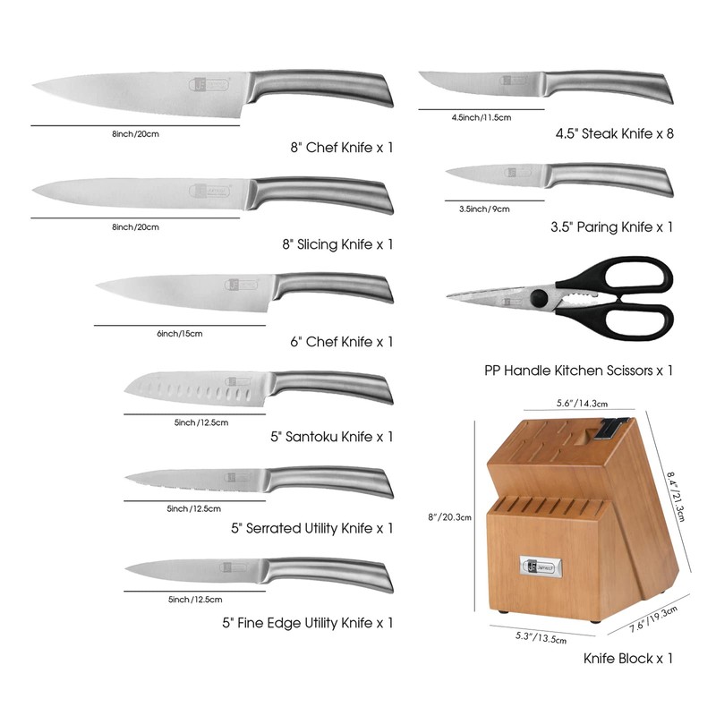 JF JAMES.F Knife Set, 17 Piece Dishwasher Safe Kitchen Knife