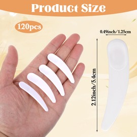 120 PCS White Cosmetic Spatulas, Mini Plastic Curved Makeup Scoop for Mixing and Sampling, Mini Makeup Scoop Spatula for Mixing and Sampling Skincare, Skin Care Facial Cream Mask Spatula