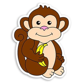 2 x 10cm Cheeky Monkey Vinyl Stickers - Kids Banana Cute Laptop Sticker #20981 (10cm Tall)