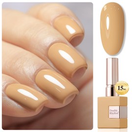 Double Rhythm 0.50 OZ Translucent Gel Polish Same Color Same Bottle Sheer Neutral Natural Milky 15 ML Jelly UV Nail Polish Art DIY at Home (Earth Beige-A1442)