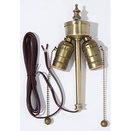 B&P Lamp® Medium Base E26 Two Light Pull Chain Lamp Cluster with Leads