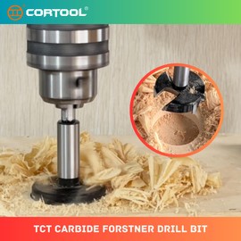 CORTOOL Forstner Drill Bit 2-1/2 Inch, Triple-Flute Carbide Tipped Forstner Bit for Hard Wood, Soft Wood, Veneered Plywood, Plastic, Drilling Hole Saw Woodworking Hinge Cutter Tool